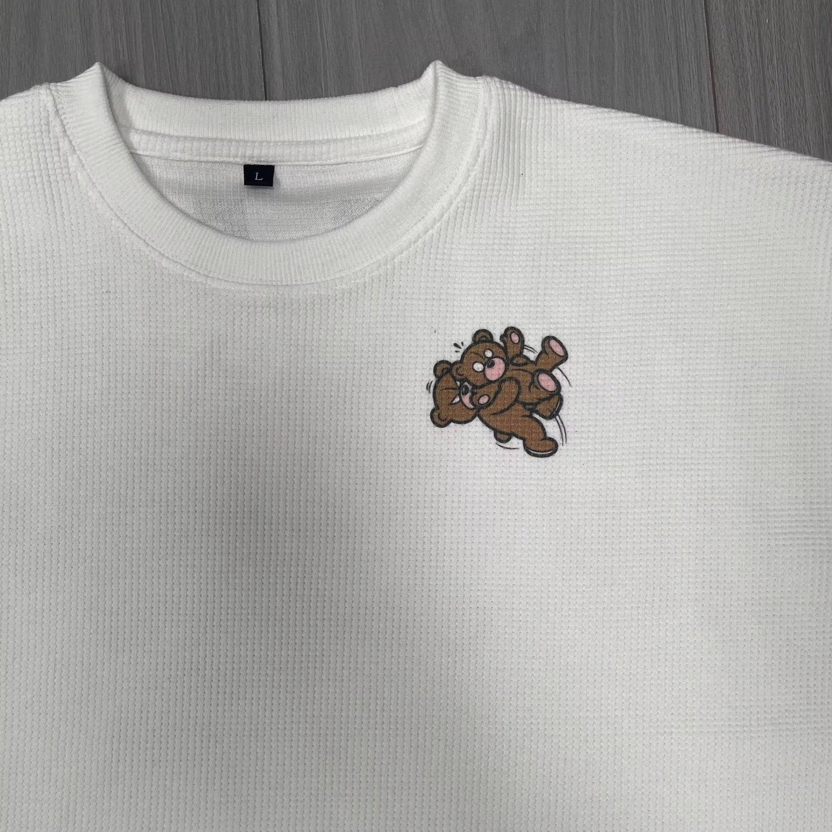 Limited edition Ursus Arctos Oversized Long Sleeve Cropped Shirt – Streetwear Graphic Tee with Bear Logo (White)