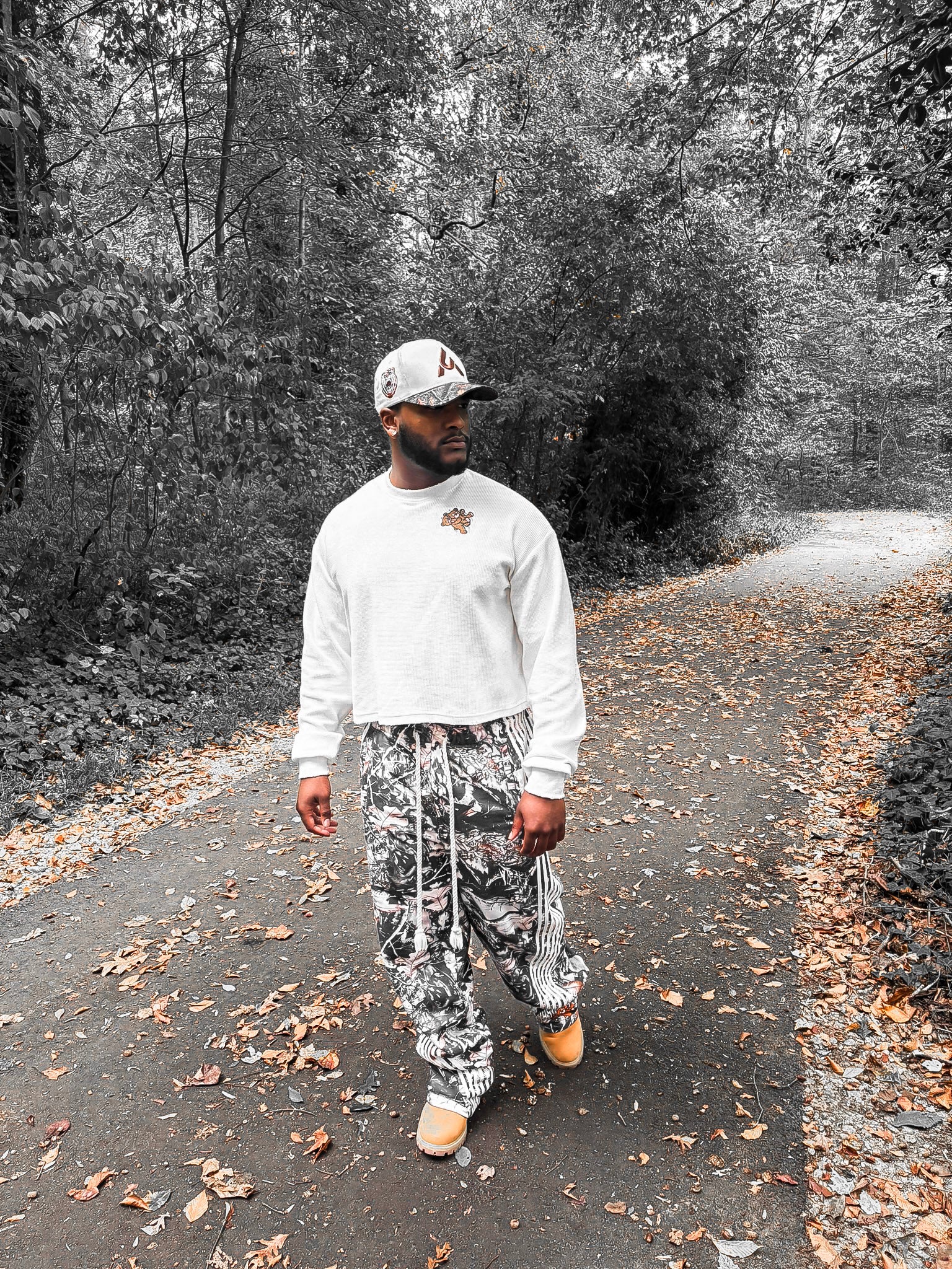 Ursus Arctos Camo Streetwear Pants – Men’s Wide Leg Baggy Sweat Pants with Bear Logo & Graphic Print
