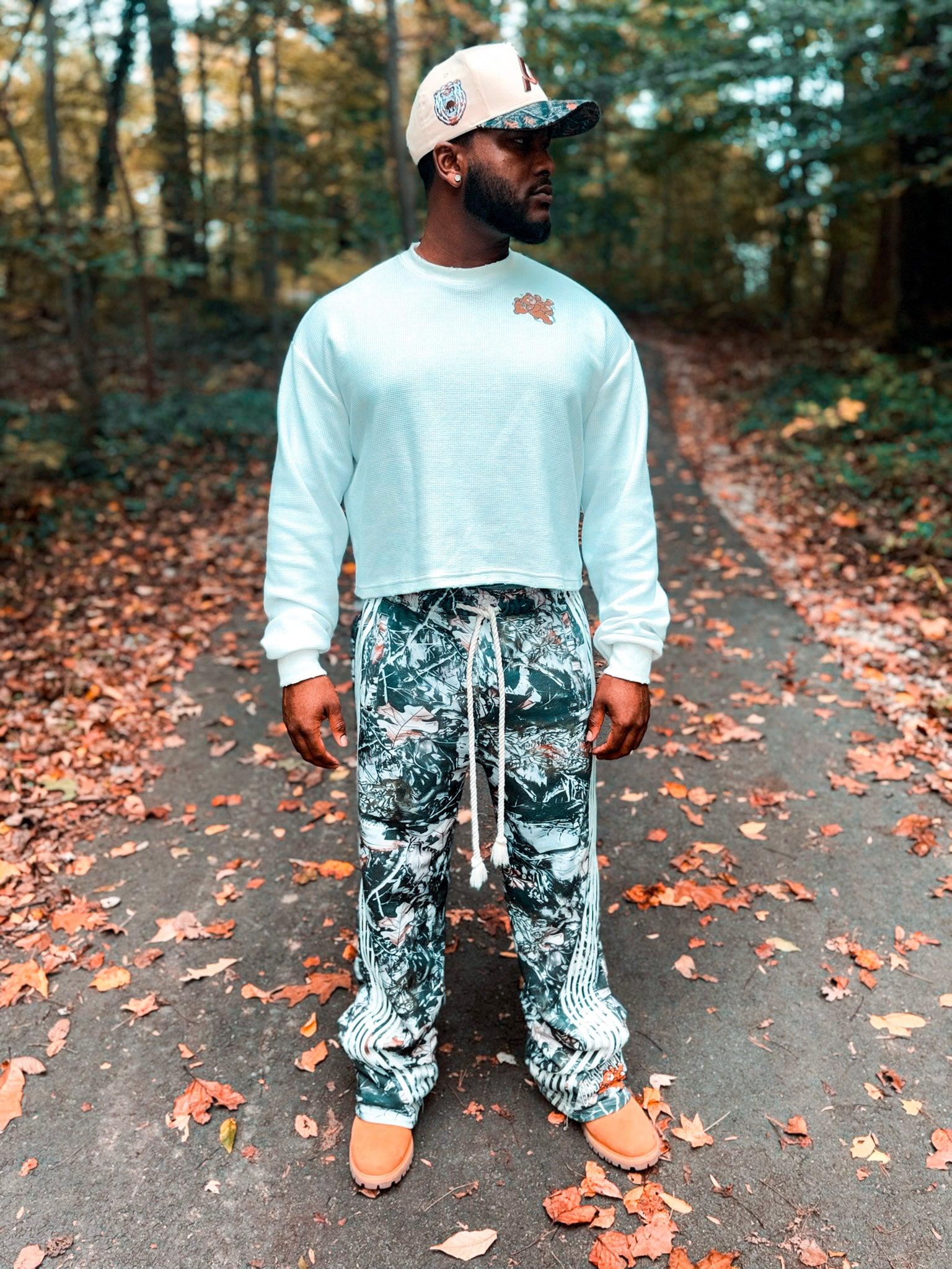 Ursus Arctos Camo Streetwear Pants – Men’s Wide Leg Baggy Sweat Pants with Bear Logo & Graphic Print